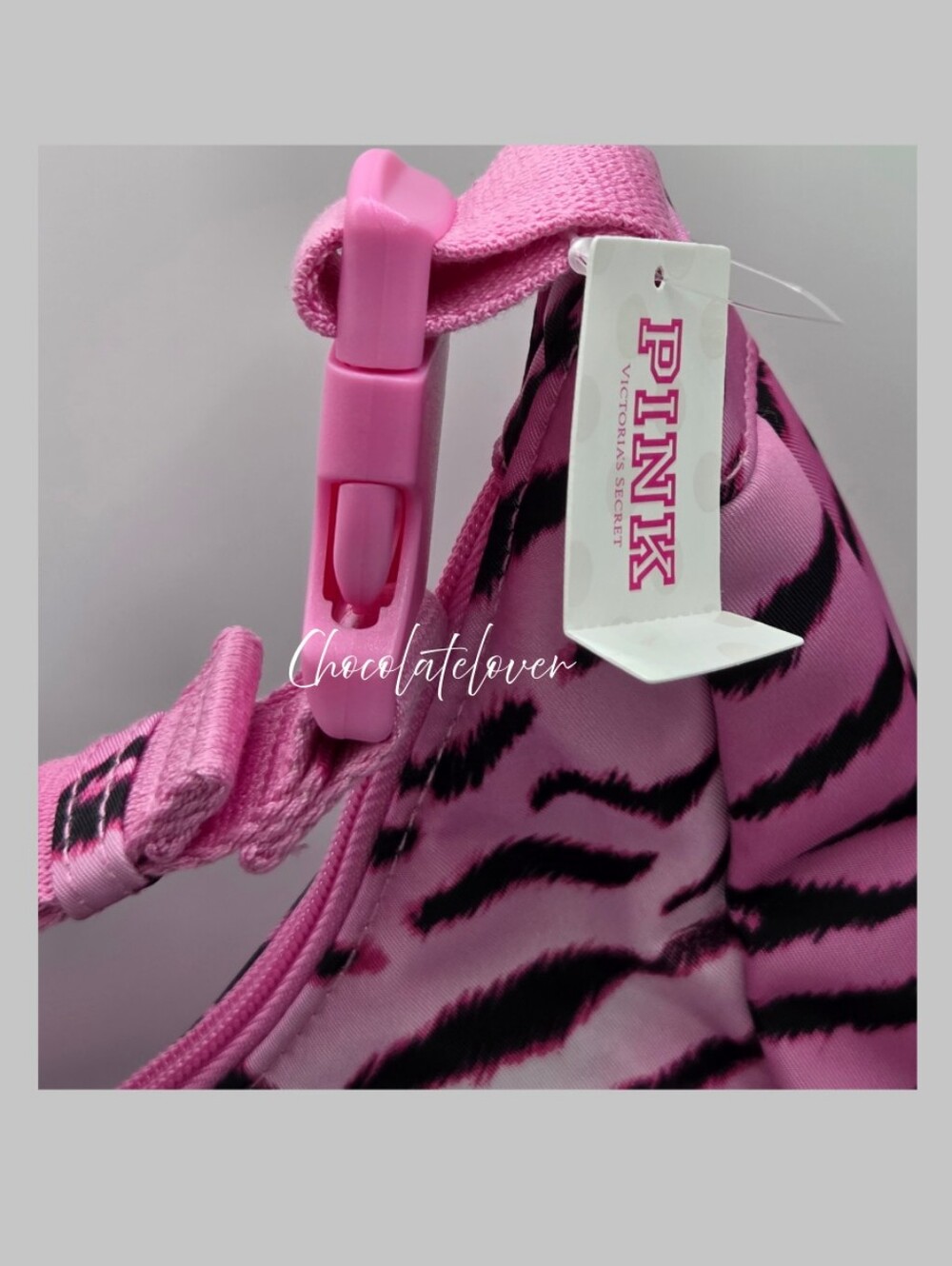 Victoria's Secret PINK Sling Pink Zebra Bag With Bat Dog NWT - Picture 6 of 7